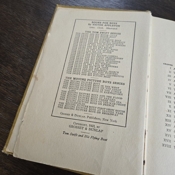 Tom Swift and his Flying Boat by Victor Appleton 1923 Yellow Hardcover Book - Picture 7 of 7
